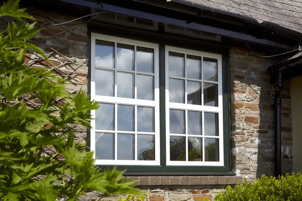 uPVC white and green window