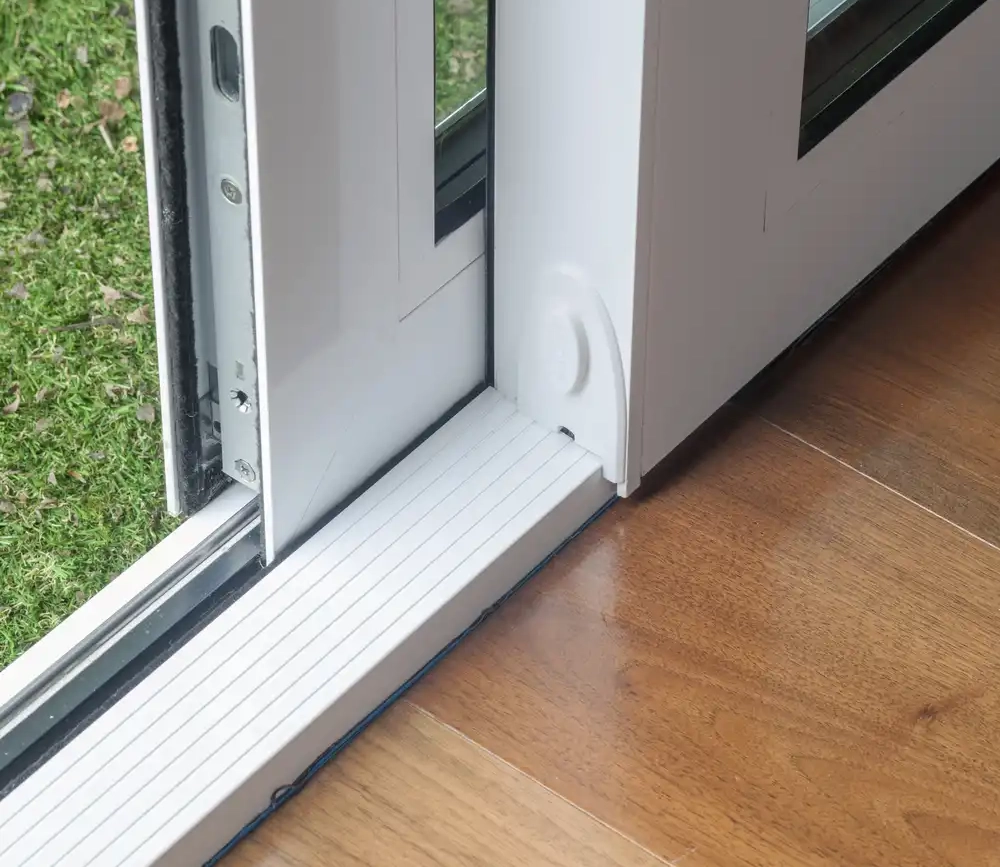 Close up of sliding door rail